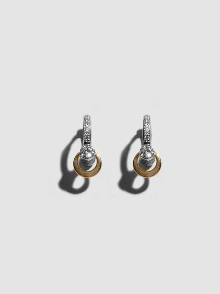 Pierced Diamond Pave Barbell Huggies