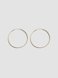 14kt Yellow Gold Ultralight Infinity Hoops  shot on light grey background.