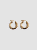 The Tru Hoops - Small (Vermeil Gold). Grey backdrop