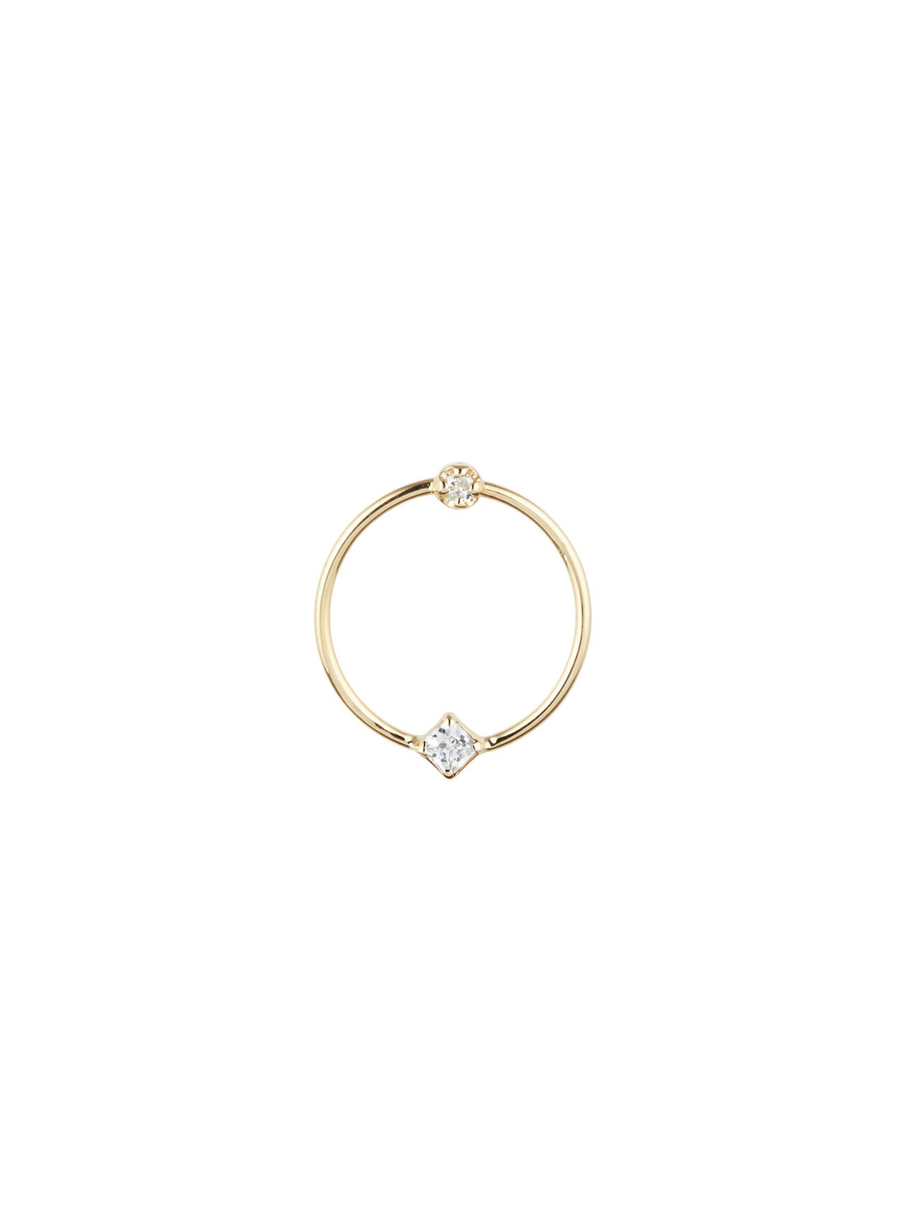 Square Sapphire Circle Stud - Archival Collection