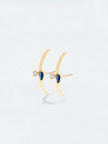 Diamond & Blue Sapphire Marquise Flank Huggie Studs - Archival Collection