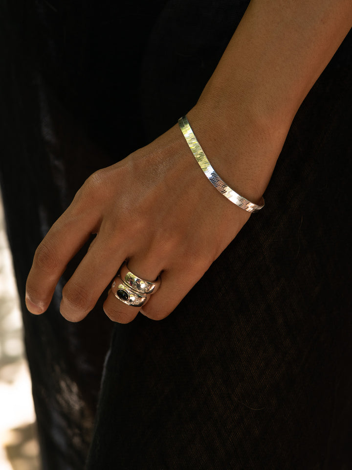 XL Sterling Silver Herringbone Bracelet