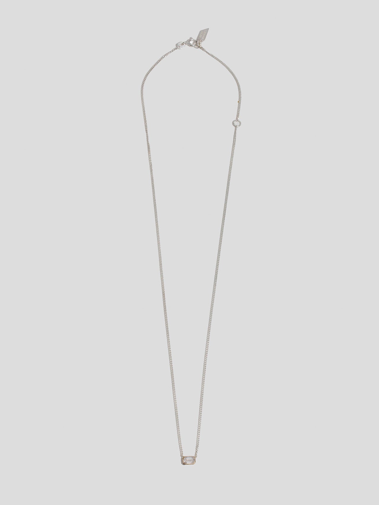 Mixed Metal Emerald Cut Floating Diamond Necklace