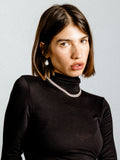 Sterling Silver XL industrial Curb Chain Necklace pictured on female model.