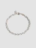 Sterling Silver Cable Chain Bracelet pictured on light grey background. 