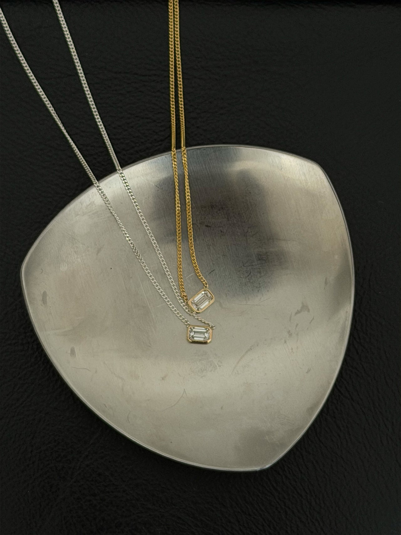 Emerald Cut Floating Diamond Necklace