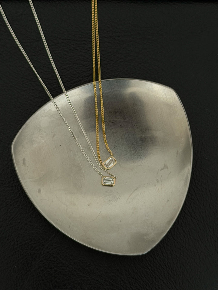 Emerald Cut Floating Diamond Necklace