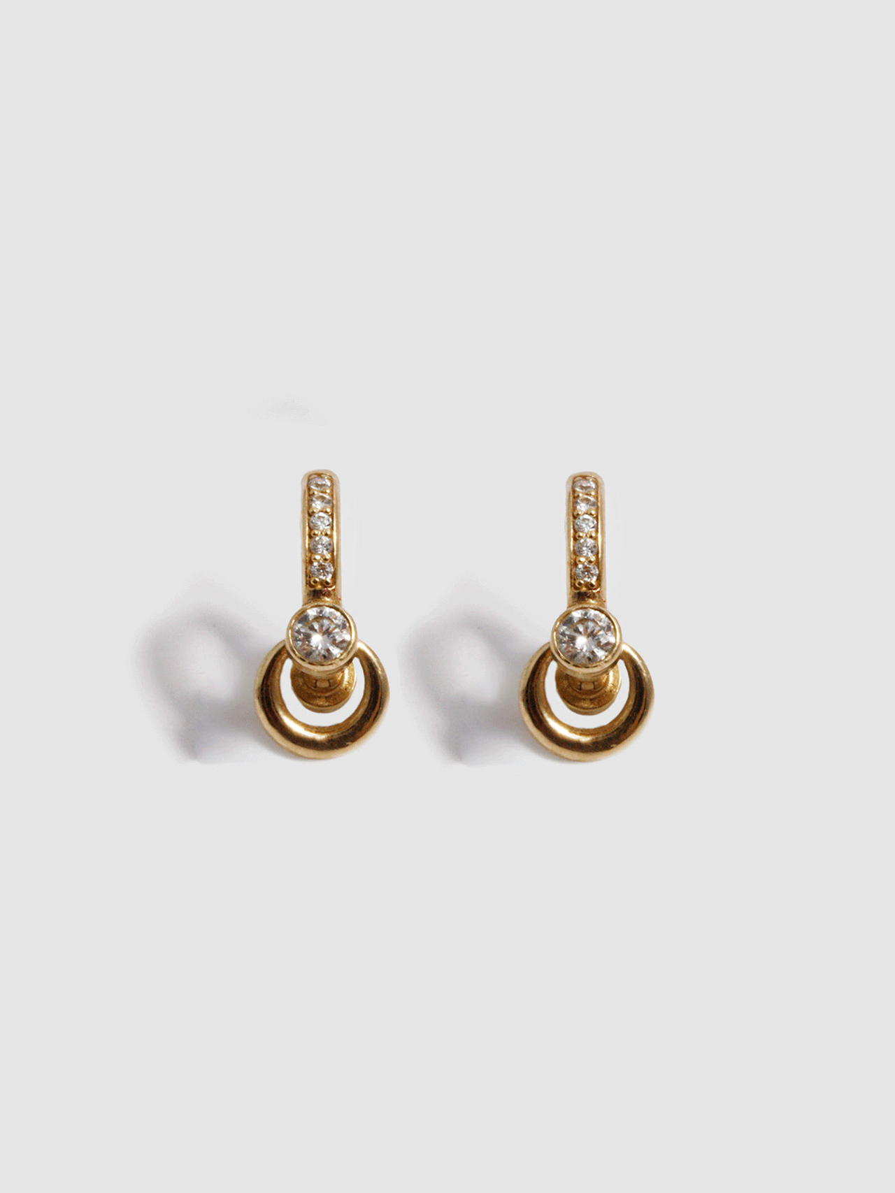 Pierced Duo Gemstone Pave Barbell Huggies
