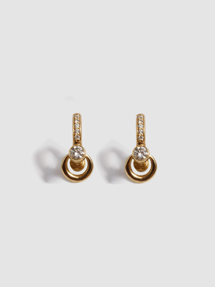 Pierced Duo Gemstone Pave Barbell Huggies
