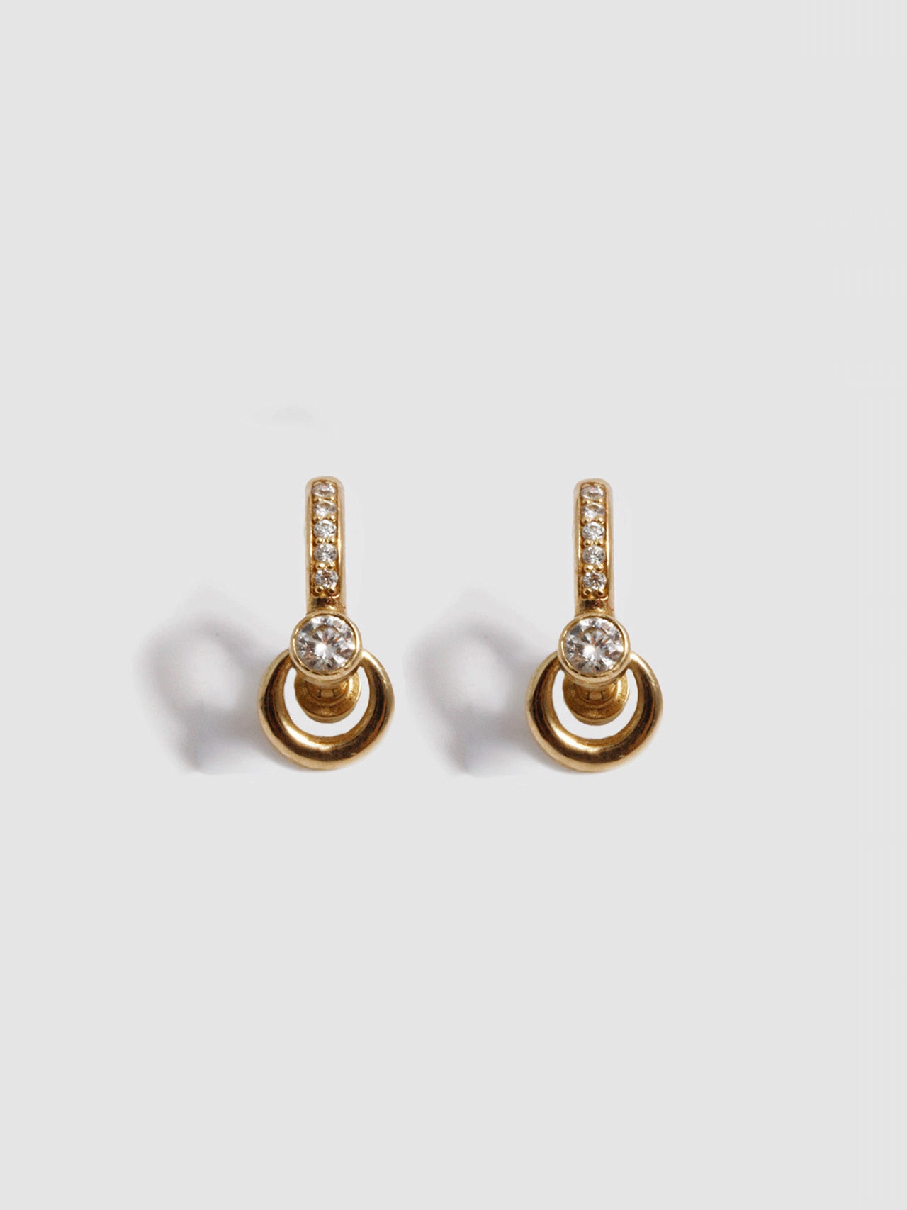 Pierced Duo Gemstone Pave Barbell Huggies