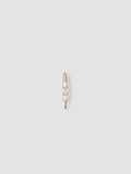 14kt Yellow Gold Mini Baguette Safety Pin Earring pictured on light grey background. 