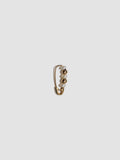 14kt Yellow Gold Friendship Bead Pearl Safety Pin light grey background.