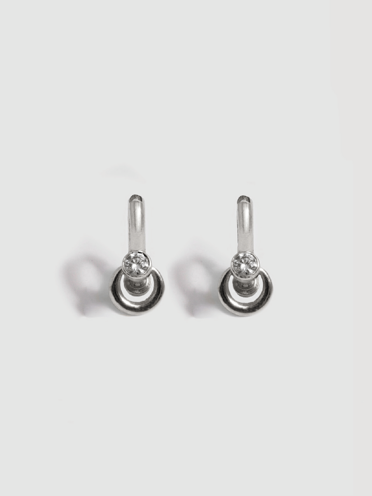 Pierced Duo Gemstone Barbell Huggies