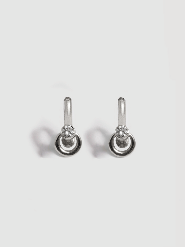 Pierced Duo Gemstone Barbell Huggies