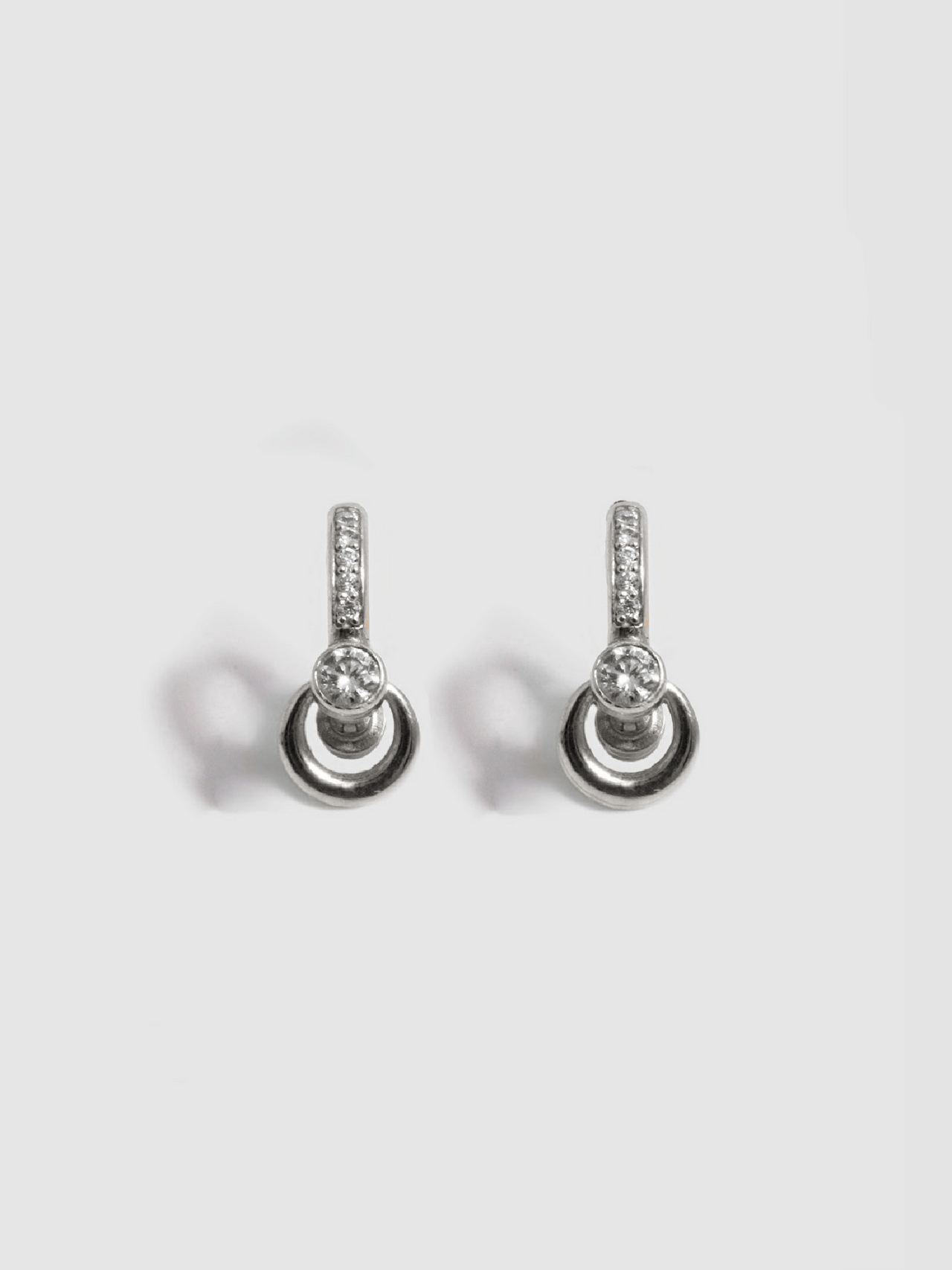 Pierced Duo Gemstone Pave Barbell Huggies