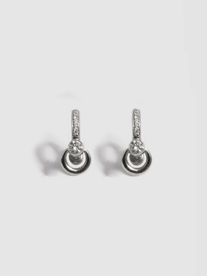 Pierced Duo Gemstone Pave Barbell Huggies