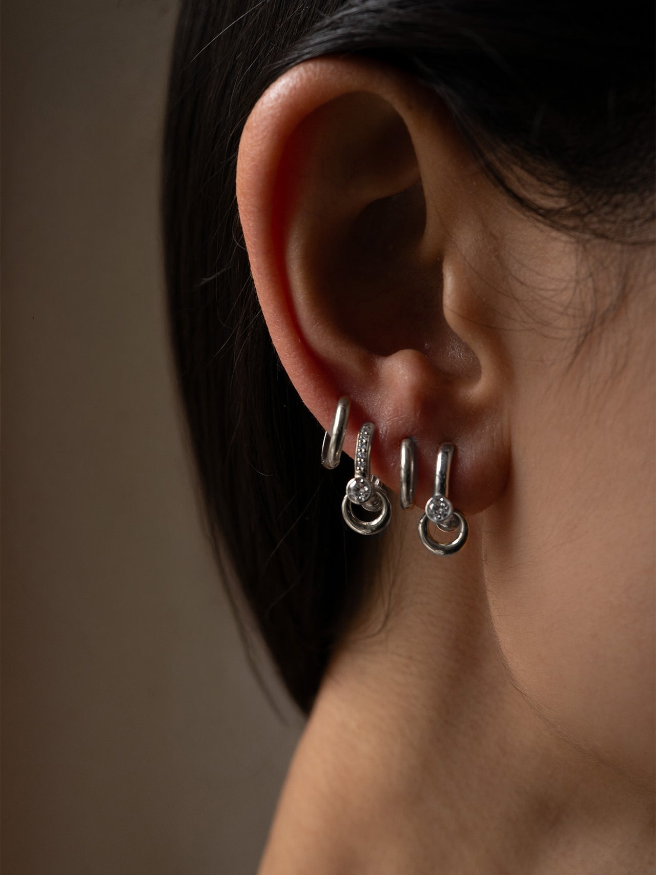 Pierced Diamond Pave Barbell Huggies