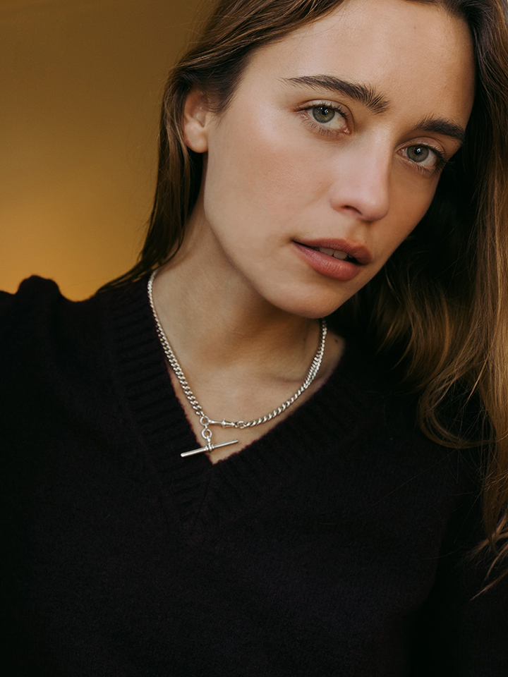 Industrial T-Bar Curb Chain Necklace