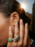 Sterling Silver Oracle Ring pictured on models pinky finger 