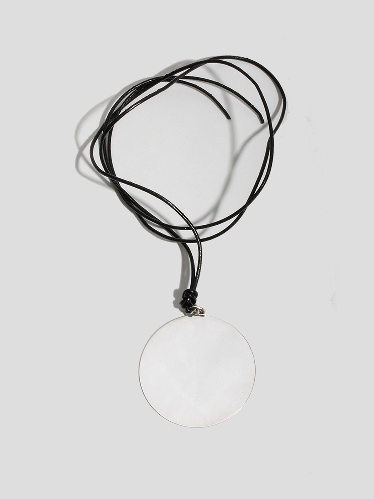 Sterling Silver XXL Disk on Leather Cord - Archival Collection