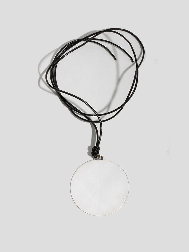 Sterling Silver XXL Disk on Leather Cord - Archival Collection