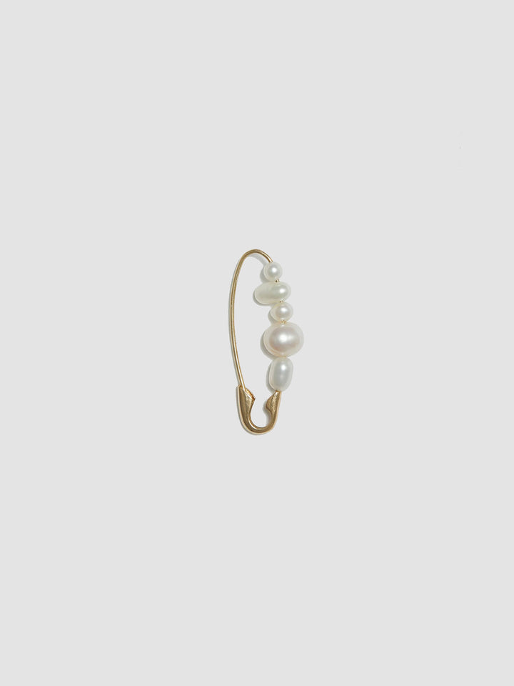 Mixed Pearl Safety Pin Earring