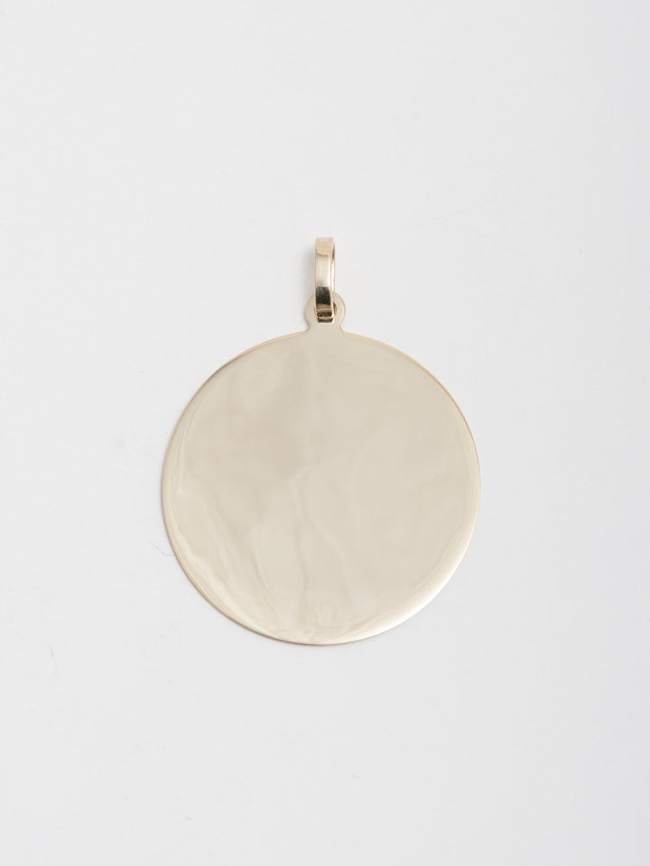 product image of yellow gold disk pendant