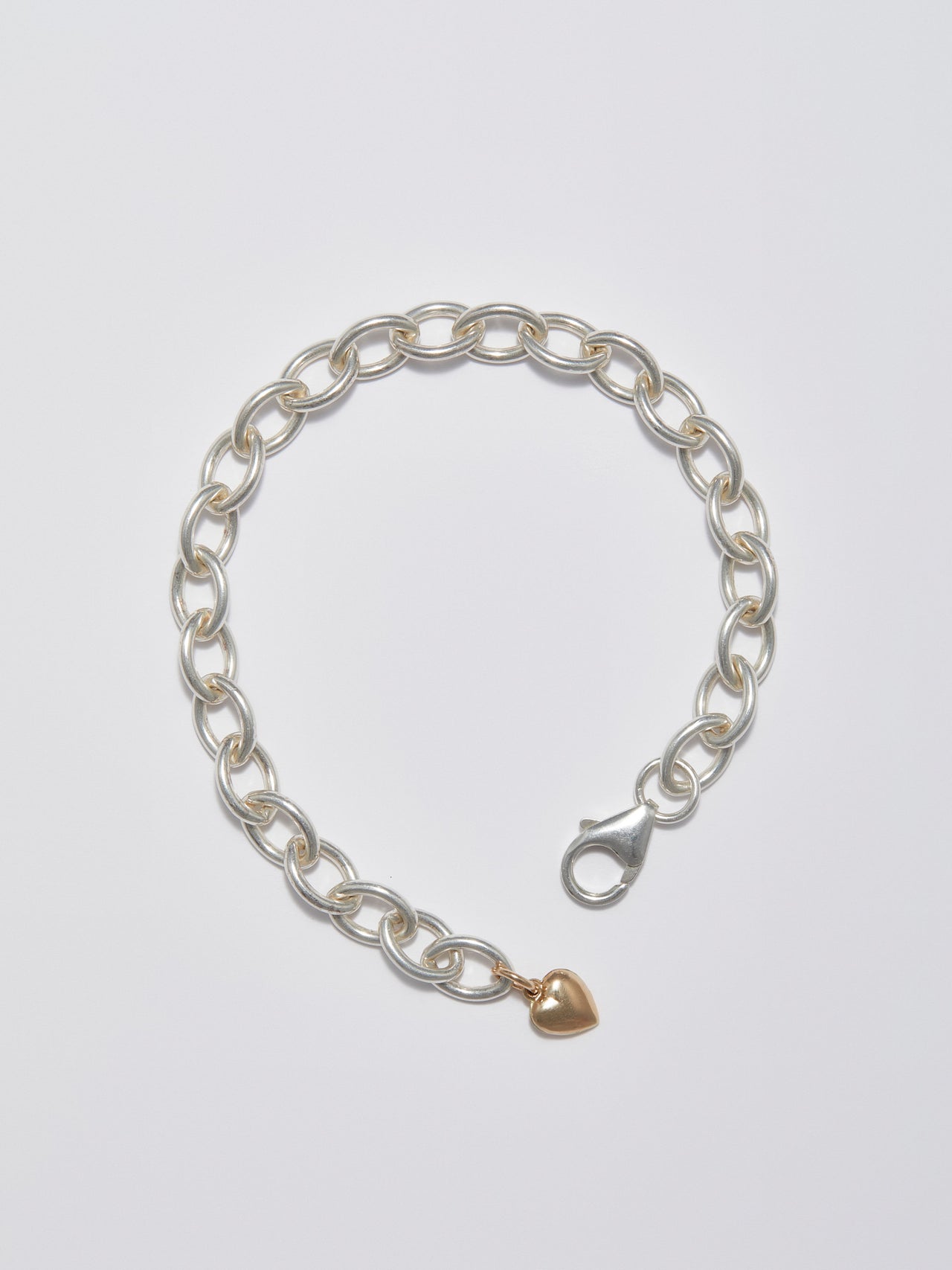 Puff Heart Bracelet: Sterling Silver Chain Bracelet 8x11mm Links 8'' Total Length