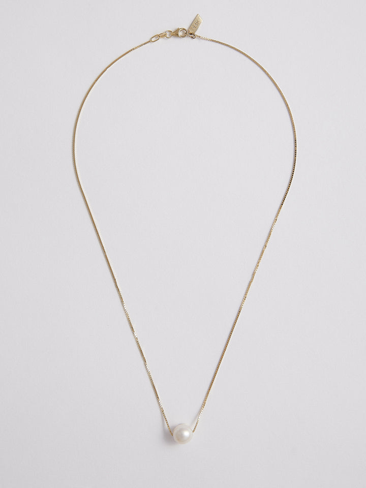 14Kt Yellow Gold Fairy Floss Chain Necklace With Pearl
