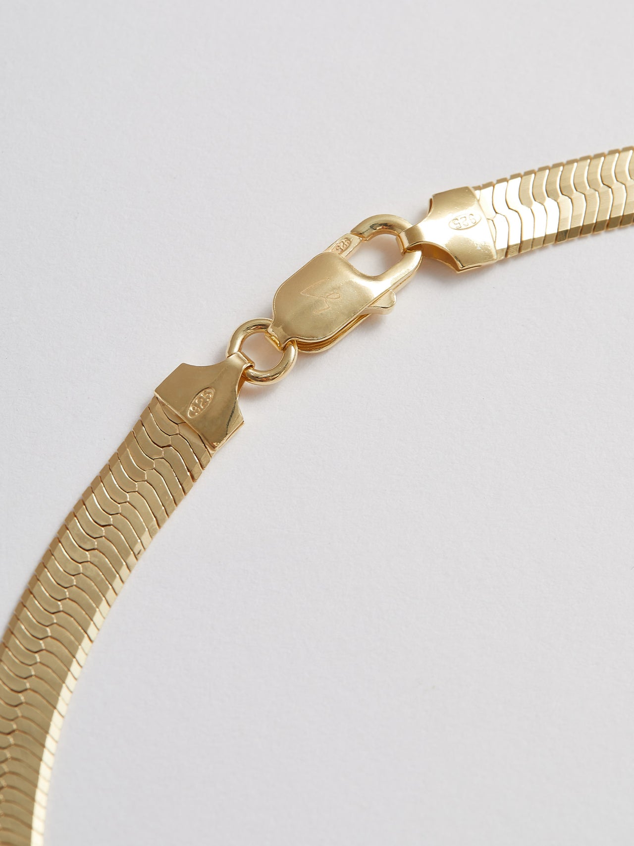 Close up of clasp on XL Herringbone Necklace Vermeil