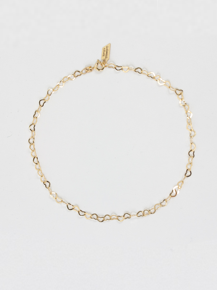 product image of yellow gold love link anklet