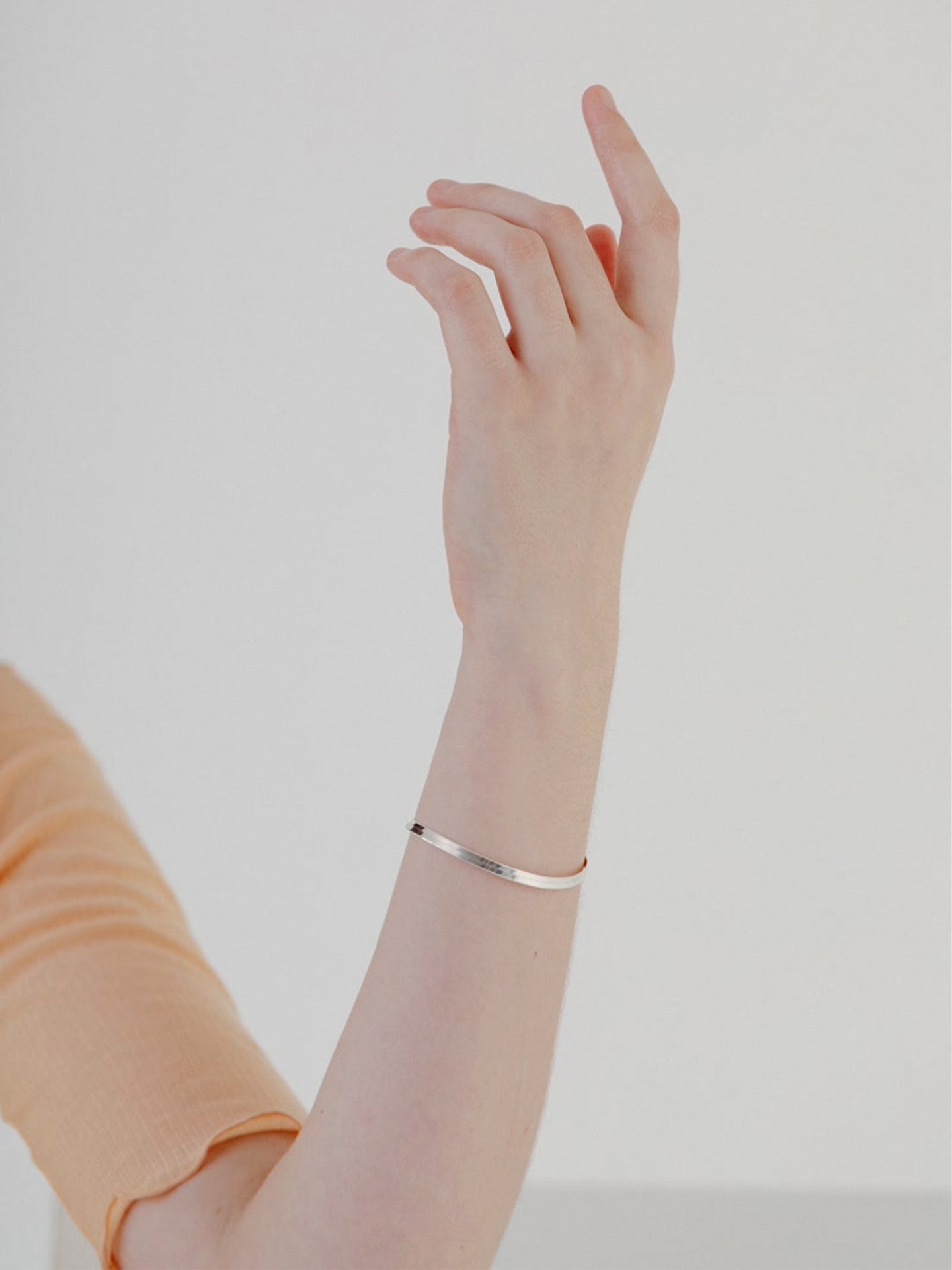 Sterling Silver Herringbone Bracelet shot on model