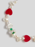 Close up Product shot of Assorted Freshwater Pearls & Gemstone Bracelet on white background