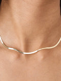 Herringbone Necklace shot on models neck.