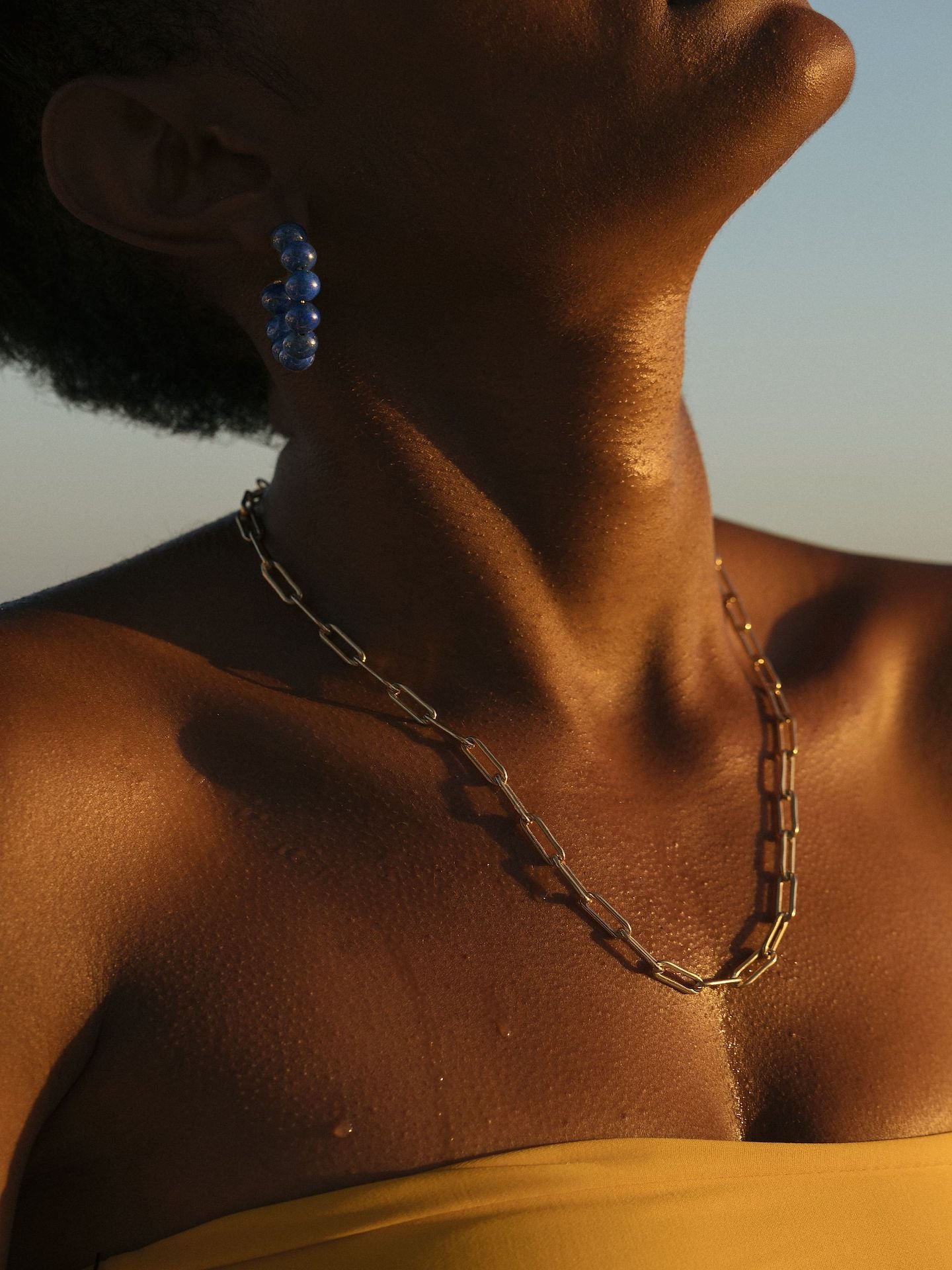 XL Boxy Long Link Chain shot on model