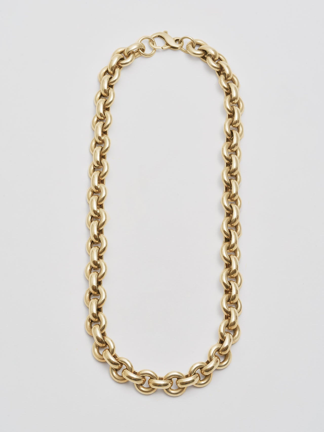 Euclid Necklace: Vermeil Hollow Link Chainp pictured on lightgrey background.