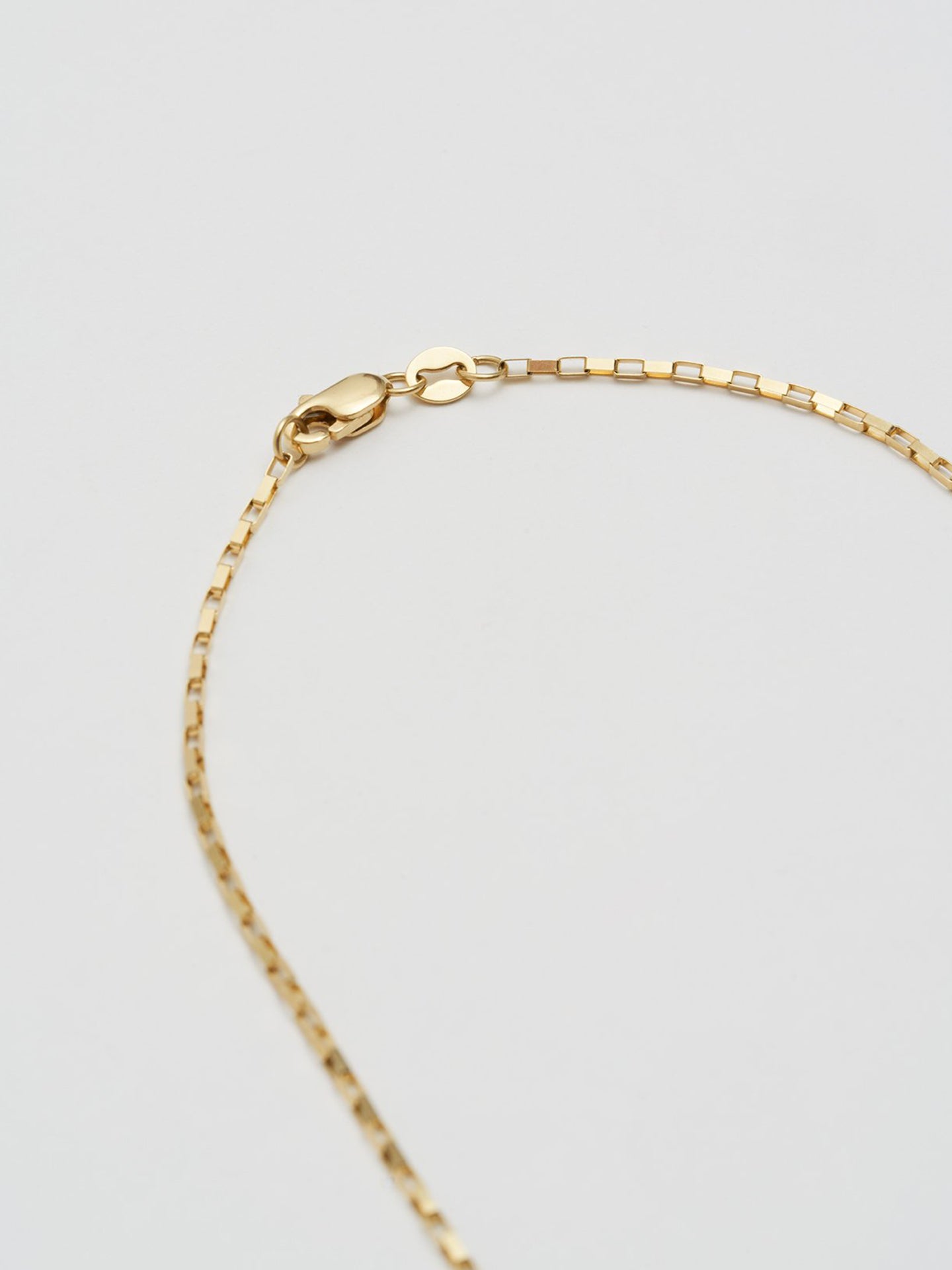Close up of clasp on Petite Industrial Box Link Chain
