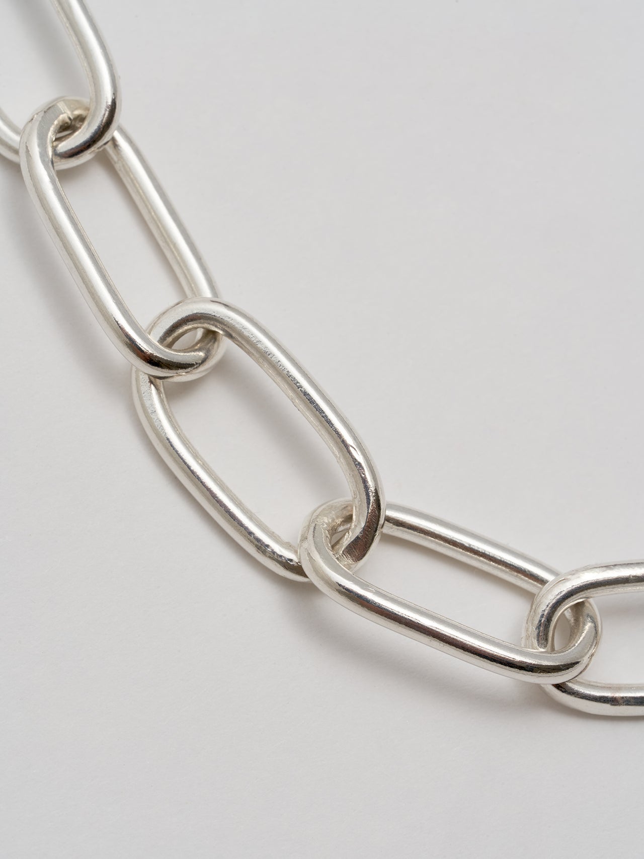 Close up of links on Sterling Silver Long Link Chain Necklace 16"