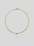 14Kt Yellow Gold Curb Chain Necklace show with Klint ID Pendant