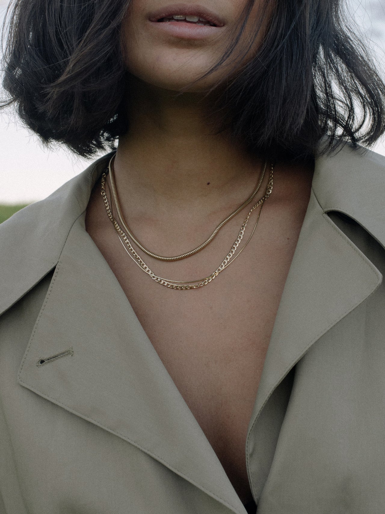 14kt Yellow Gold Cocktail chain pictured on model.
