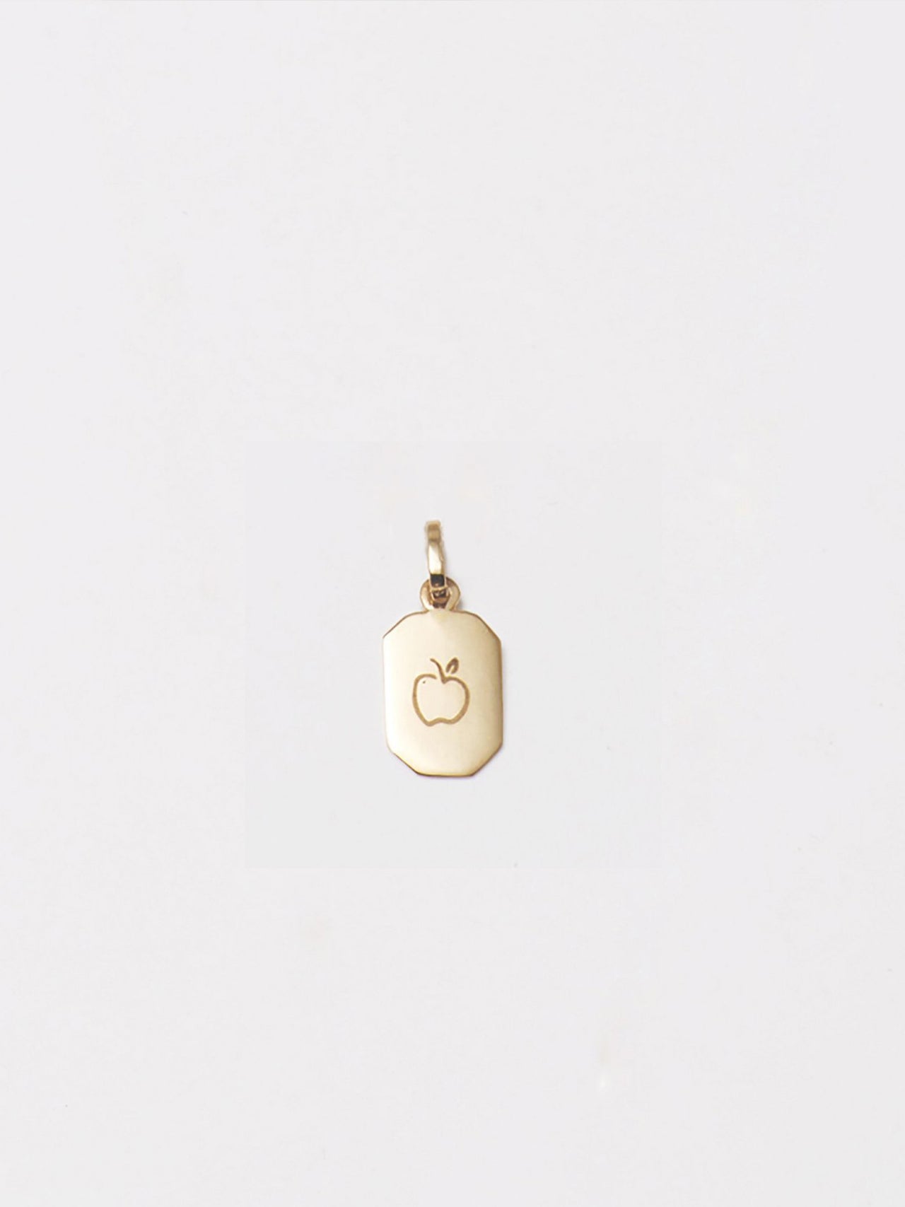 10kt yellow gold octagonal ID pendant with engraving of an Apple