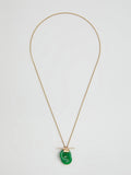 Product shot of the Mini Jade Anais (14kt Yellow Gold Chain Jade Links: 16×4mm) Background: grey backdrop 