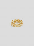 Product images of the Blitz Ring ( Vermeil GoldChain Ring 6mm Wide 2.5mm Thick) Background: Grey Backdrop