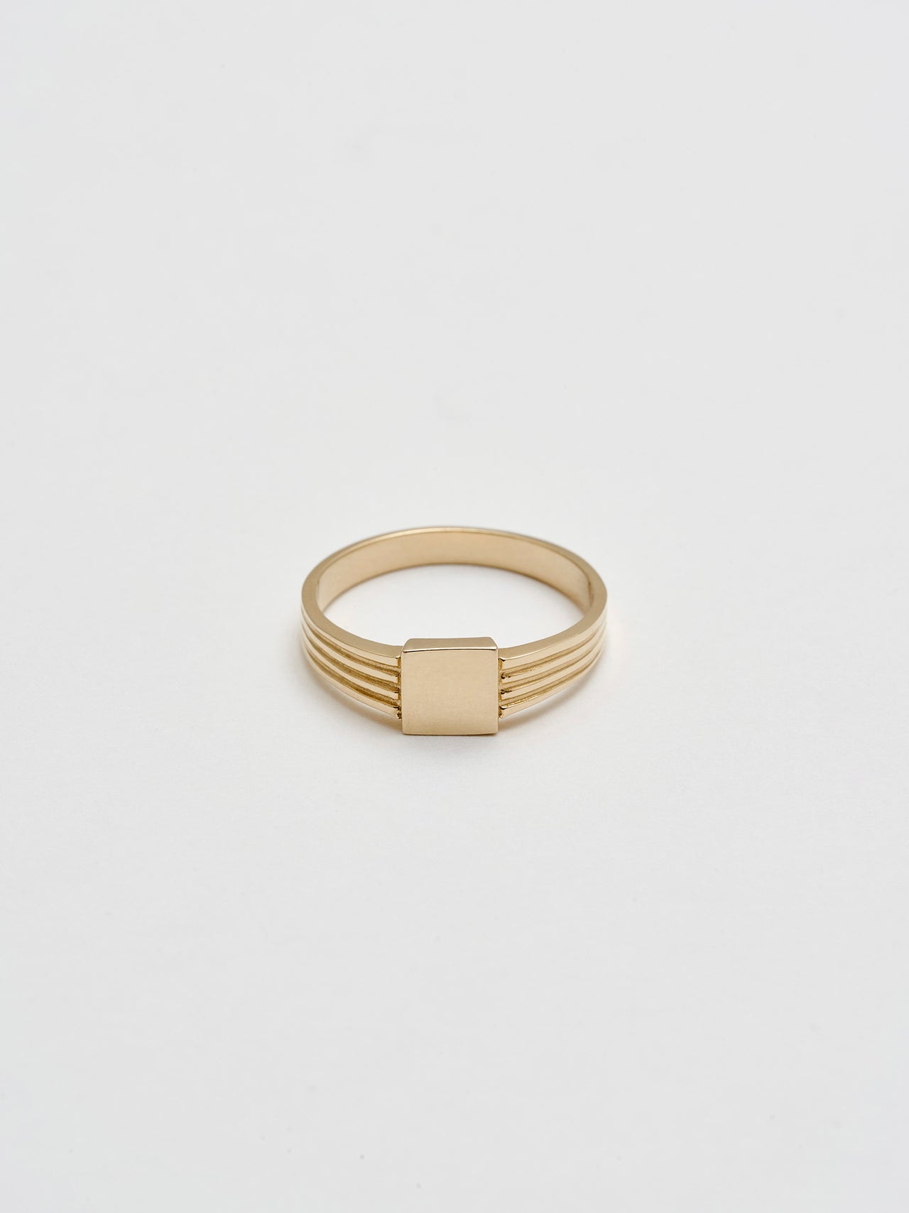 Mini Square ID Ring: 14kt Yellow Gold Ring with a 5mm Square ID Face and a 3.5mm to 2mm Tapered Band