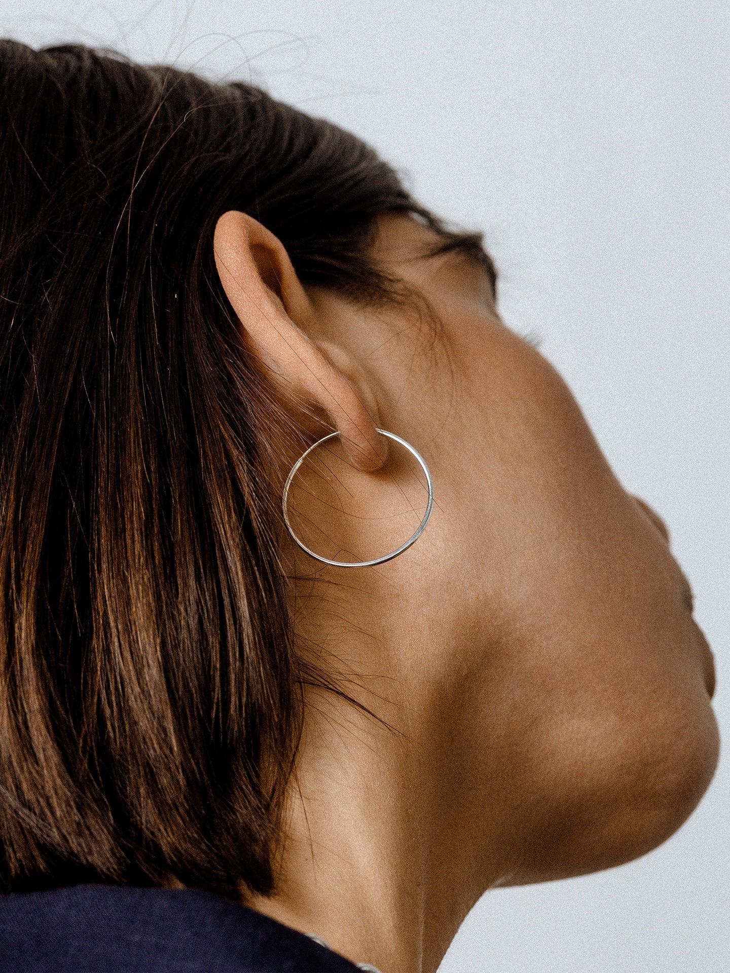 Sterling Silver Riley Hoops pictured on model. 