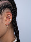 14kt Gold Mini Pearl & Diamond Stud pictured worn in cartilage piercing.