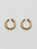 Product Shot of Whirlwind Hoops (14Kt Yellow Gold Hoop Earrings Diameter: 30mm Thickness: 6mm) Shoot on white background
