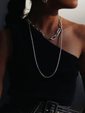 Sterling Silver Long Link Chain Necklace 16" shot on model