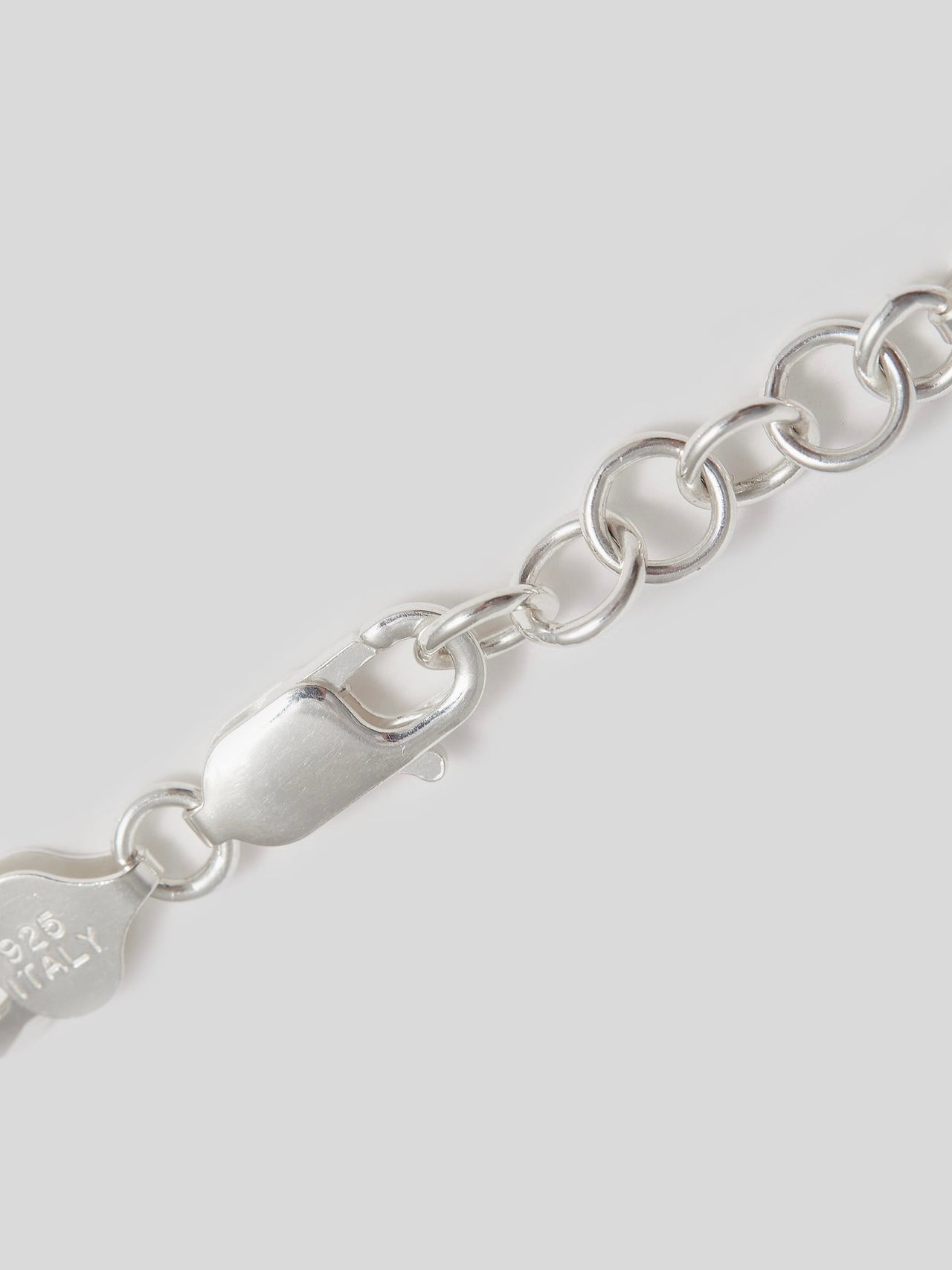Close up of clasp on Sterling Silver Flat Curb Chain