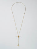 14Kt Yellow Gold Lotus Toggle Necklace with 16" Long Link Chain